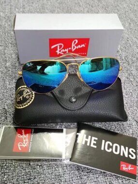 Ray-Ban 3025 Blue Aviator Sunglasses 58mm